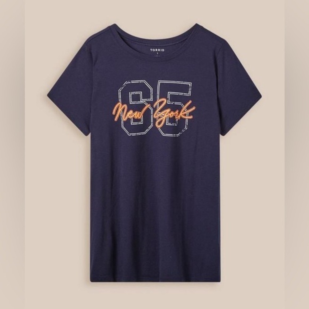 Women’s torrid 1 Navy New York Everyday Signature Jersey Crew Neck Tee 14 16 1X